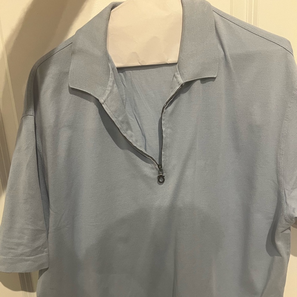 Ferragamo Light Blue Polo. Mens L